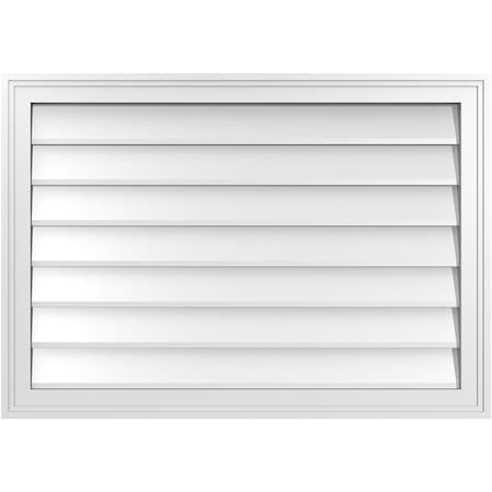 Ekena Millwork Vertical Surface Mount PVC Gable Vnt: Non-Functional, w/2"W x 1-1/2"H, Brickmould Frame, 34"W x 24"H GVPVE34X2402SN